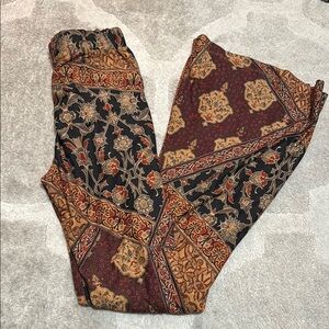 Cotton Candy Black and Red Flare Pants with Eclectic Patchwork